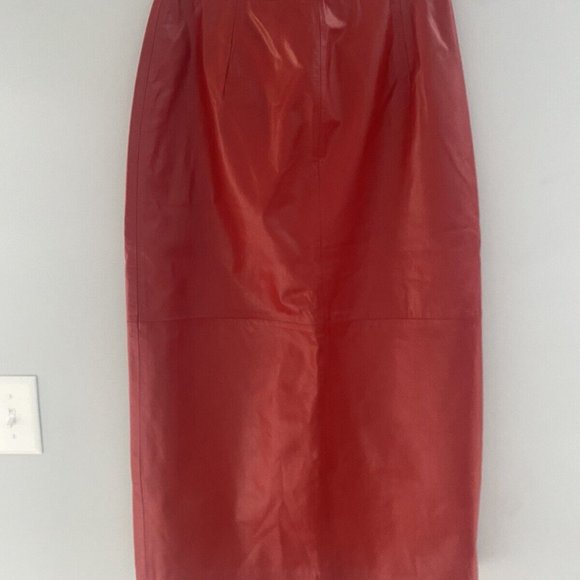 Sexy West Bay Vintage High Waist Red Leather Pencil Skirt 10-12 - Picture 10 of 10